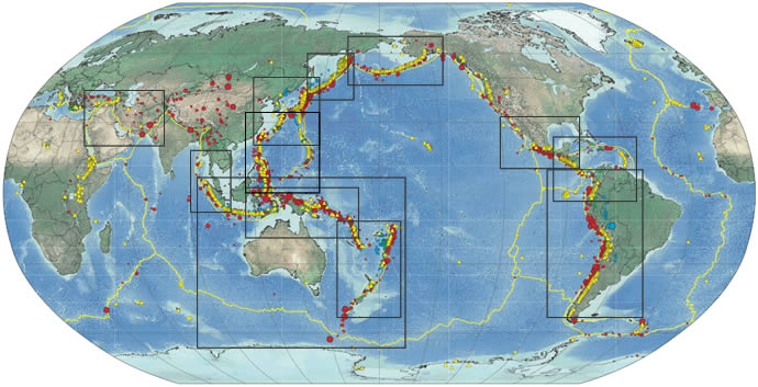 Map: Seismicity (Earthquake Geographic Distribution) of the Earth 1900-2012